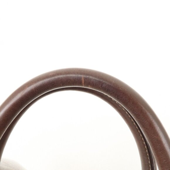 Authentic PRADA Logo Jacquard Leather 2Way Bag Hand Bag Beige - Picture 12 of 16